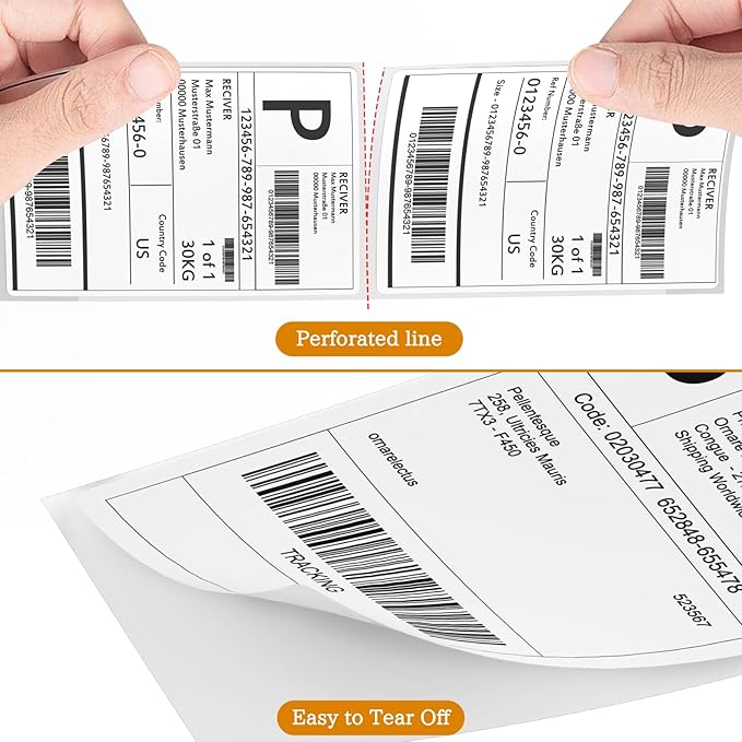 4" x 6" Thermal Labels, 2000 Fanfold Labels, Direct Thermal Shipping Label Compatible with Nelko, Rollo, Zebra, Brother, Orgbro, Munbyn, Jadens Shipping Label Printer, Commercial Grade