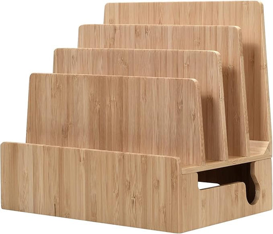 MobileVision Bamboo Charging Station & Multi Device Organizer Slim Version for Smartphones, Tablets, and Laptops