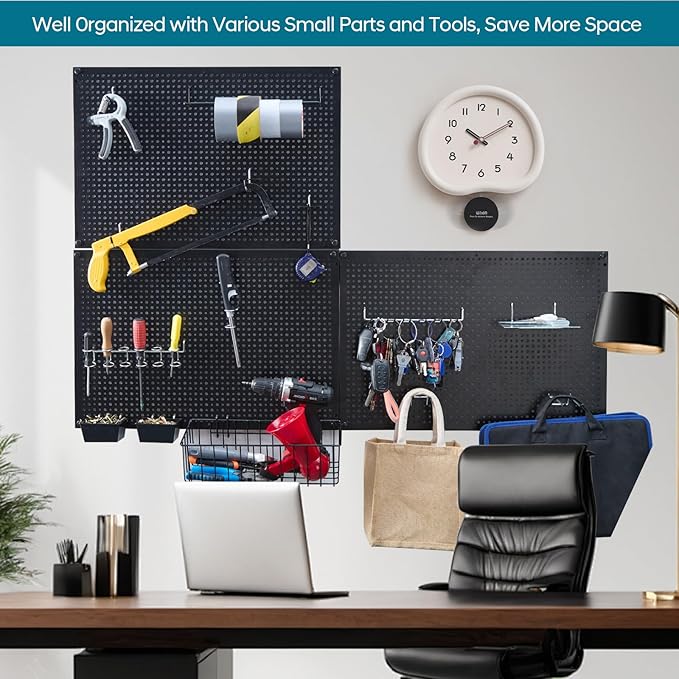 246PCS Pegboard Accessories Organizer Kit,Includes Pegboard Hooks,Bins,Baskets,Paper Towel Holder;Suitable for 1/8 and 1/4 Pegboard,Can be Used for Hanging Tools,Garage Storage,etc. (Black)