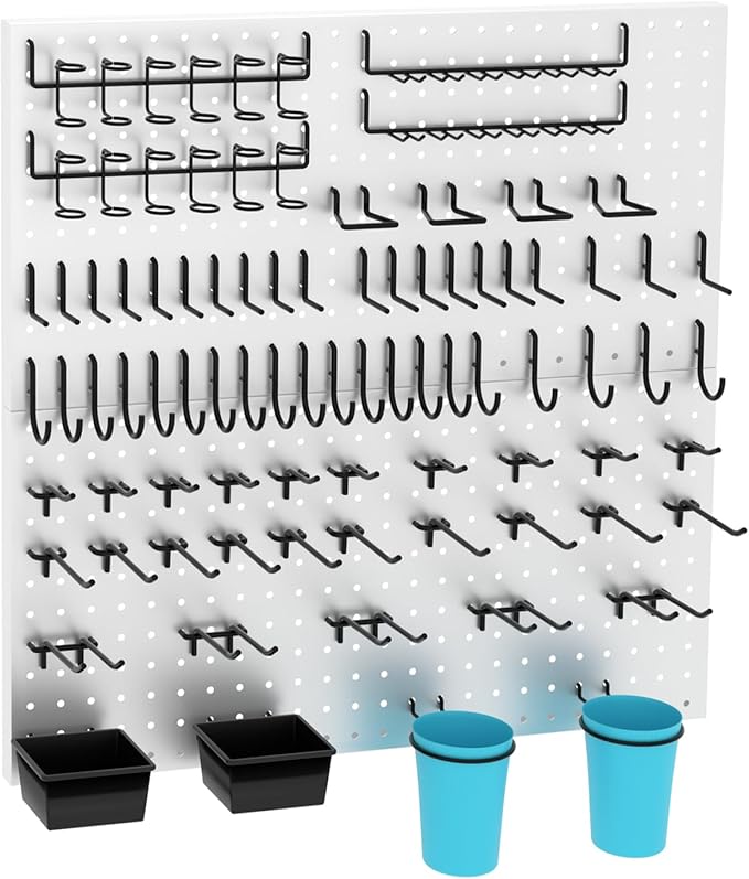 157 PCS Extra Thick Pegboard Hook Set, Metal Pegboard Accessory Organizer with Storage Bins and Peg Locks, Fits 1/4 Inch Pegboard Only, Ideal for Tools, Garage and Workshop Storage (Black)