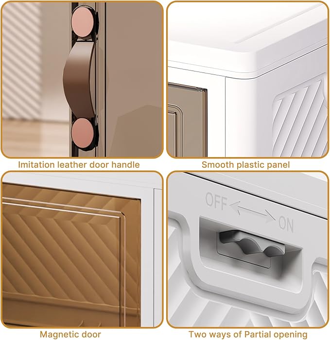 Extra Large Stackable Storage Bins with Lids & Wheels, Foldable Collapsible Closet Organizers Storage Cabinet with Doors for Bedroom Dorm (White, 480QT-120QT/30GAL*4Pack)