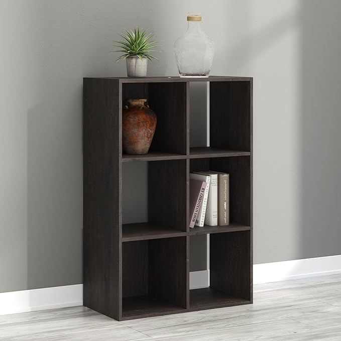 Signature Design by Ashley Piperton 6 Cube Storage Organizer or Bookcase, Charcoal
