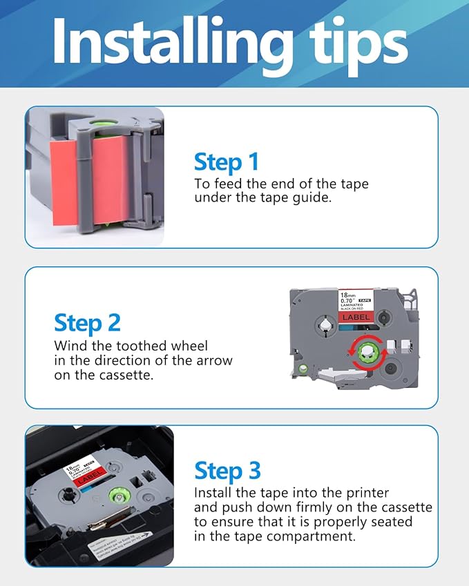 Weemay Compatible 3 Pack TZe-441 Replacement for Brother P-Touch Label Tape 18mm 0.7 Black on Red 3/4 TZe TZ Tape TZ-441 TZ441 TZe441 for PT-D400AD PT-D610BT PT-D600 PT-D410 Printer, 0.7" x 26.2'