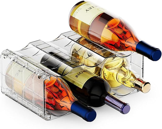BOPai Clear Wine Racks for Refrigerator, Water Bottle Organizer, 6 Bottles