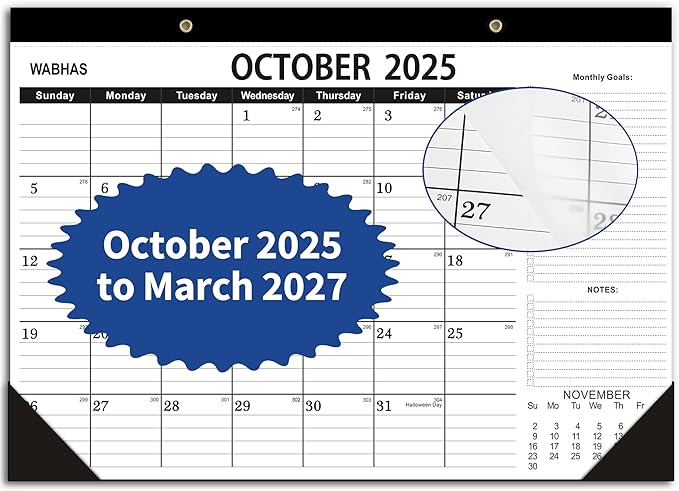 Desk Calendar 2025-2026,October 2025 to March 2027, Calendar 2025-2026 with to-do list,Desk Calendar 2026-18 Months,17" x 12" for Home or Office.