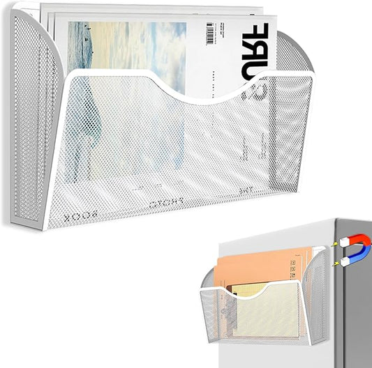 Magnetic File Holder 1 Pockets File Folder Organizer, Office Hanging Magazine Rack for File Cabinets, Magnetic Paper Holder, No Drilling Mail Organizer for Refrigerator, Office