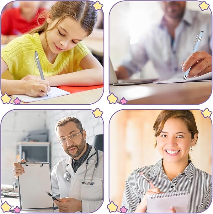 Yeaqee 100 Pieces Ballpoint Pen with Stylus Tip Click, 2 in 1 Black Ink, 1.0 mm Medium Point Stylus Metal Pen for Touch Screen Tablet (Mixed Colors)