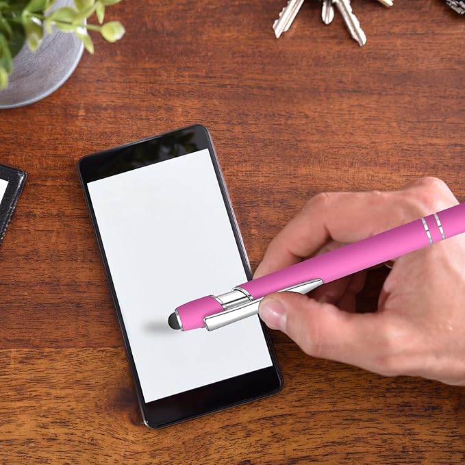 36 Pcs Blue Ink Ballpoint Pen with Stylus 2 in 1 Ballpoint Pen for Touch Screens School Office Coworkers (Hot Rose)