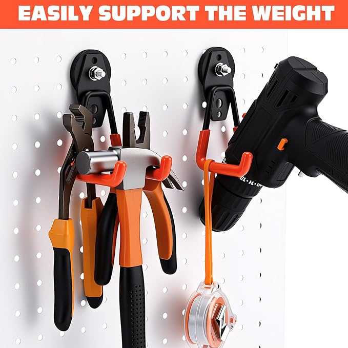 Landhoow Large Magnetic Hooks Heavy Duty Garage Magnet Hooks Strong Storage Utility Magnetic Hangers with Anti Slip Rubber Coating for Indoor and Outdoor Hanging(Orange,18 Pcs)
