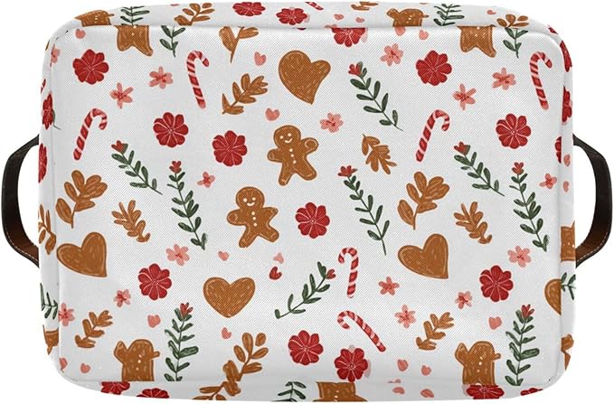 Christmas Gingerbread storage bins basket with Handles, blanket basket, closet organizer, storage cubes 14.2x10.2x8.3 IN