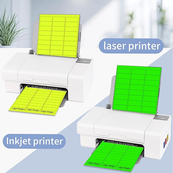 STARLIBOO 1" x 2-5/8" Neon Colored Labels Stickers Fluorescent Bright Neon Color Address Labels for Laser/Inkjet Printer, Permanent Adhesive- 600 Pcs/ 4Colors