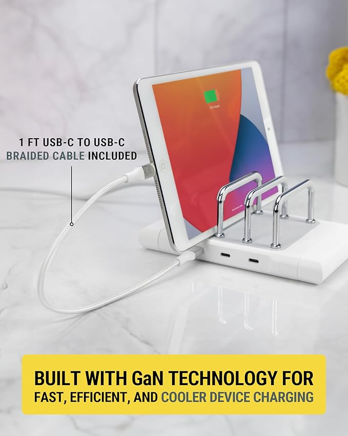 Scosche BL2MD BaseLynx™ 2.0 Vert, 60W USB-C Vertical Charging Station for Multiple Devices, Charger Organizer with 3 PD Fast Charge Ports, Modular System Compatible with Apple iPhone & iPad, White