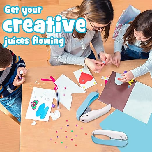 UCEC Paper Hole Punch Shapes, Single Holes Puncher, 1/4 Inch Handheld Star Punch + Heart Shape Puncher, Star Mini Hole Punch Heart Punches of School Supplies for DIY Scrapbook, Paper Crafts