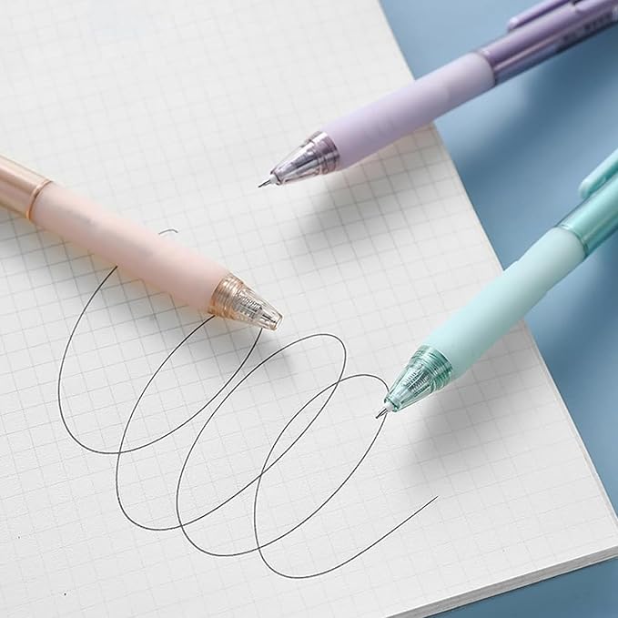 HeTaoCat Retractable Gel Pens, 0.5mm Fine Point, Quick Drying, Writing Drawing, Black ink gel pens, Box of 6 Pens (Multicolor)