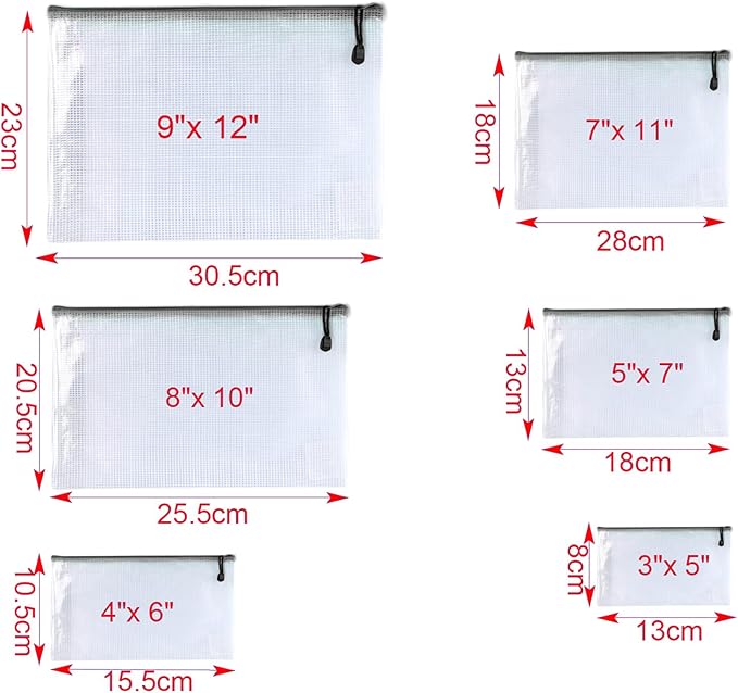 Oaimyy-24PCS-5 x 7"-Mesh Zipper Pouch, Plastic Zip File Folders Puzzle Bags for Organizing,Office Supplies,Travel,Home Storage-Black