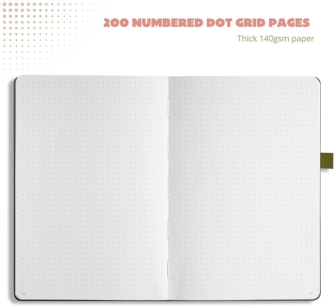 Bullet Dotted Journal – 140gsm Bleed Proof Thick White Paper – 200 Numbered Dot Grid Pages – 5.8 x 8.3 inch Dotted Notebook by Vivid Scribbles