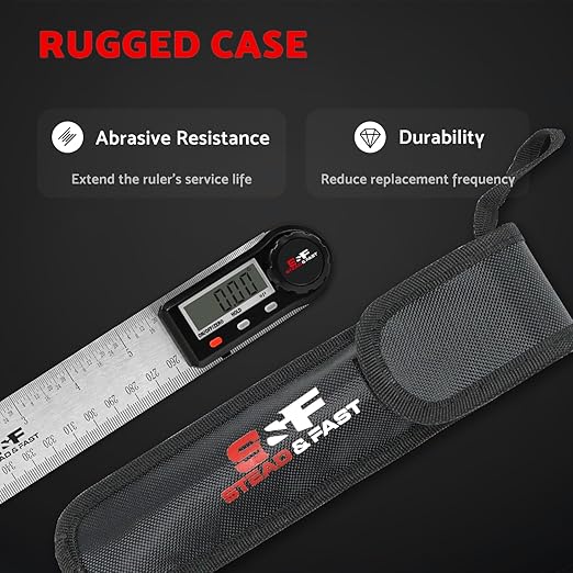 Digital Angle Finder Tool for Woodworking 7 inch / 200 mm, Stainless Steel with Case, Digital Protractor Angle Finder for Measurement by S&F STEAD & FAST