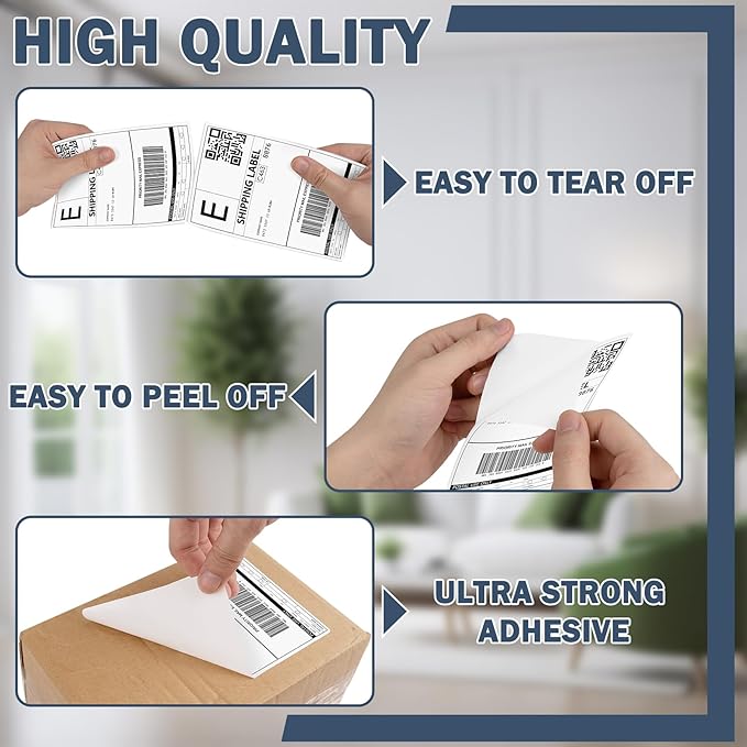 JTIEO 2" x 4" Sticker Labels Direct Thermal Labels 300Pcs Shipping Label, Compatible with Zebra & Rollo Label Printer