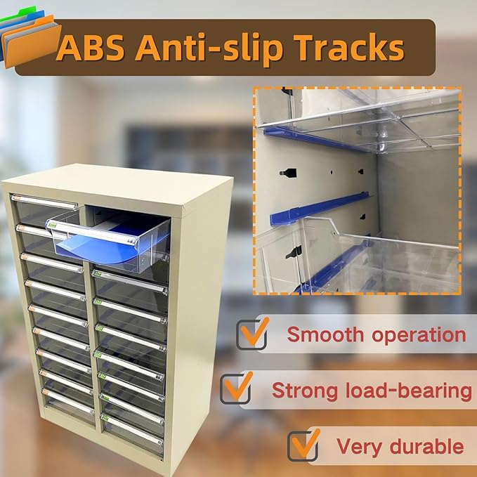 File Cabinet 18 Medium Transparent Drawers Vertical Home Office Storage Paper Organizer Document Cabinet