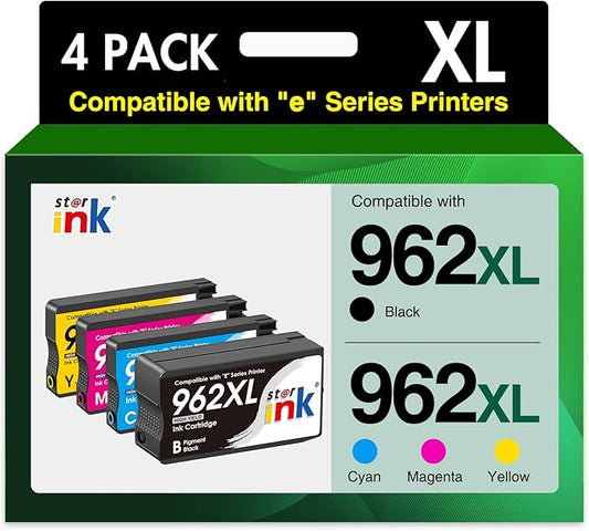 962XL Ink Cartridges for HP 962XL Ink Cartridges Combo Pack Work for HP Officejet Pro 9015e 9025e 9018e 9025e 9010 9015 9025 9020 Printer for HP 962 XL (4 Pack)