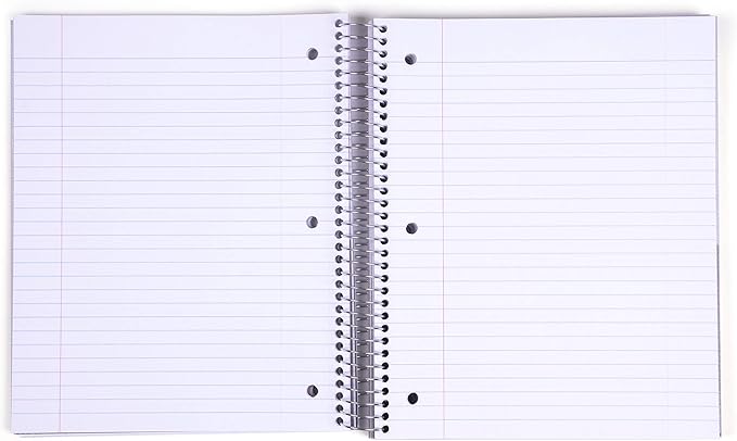 Mintra Office Durable Spiral Notebooks, 5 Subject (Red, Wide Ruled 1pk)