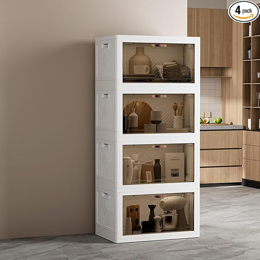 JOYMOOP 198 Qt Stackable Storage Bins with Lids, Closet Organizers and Plastic Storage Drawers for Home, 3 Pack Cubes