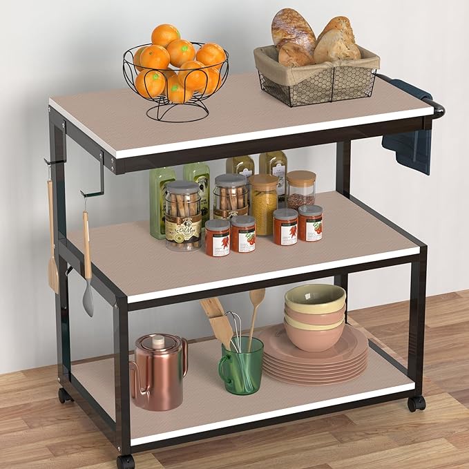 Beige Shelf Liners for Kitchen Cabinets Non Adhesive Drawer Liner for Bathroom Waterproof Refrigerator Liners for Shelves Fridge Plastic Mats Cabinet Cupboard Liner 17.5 x 78.7 Inches