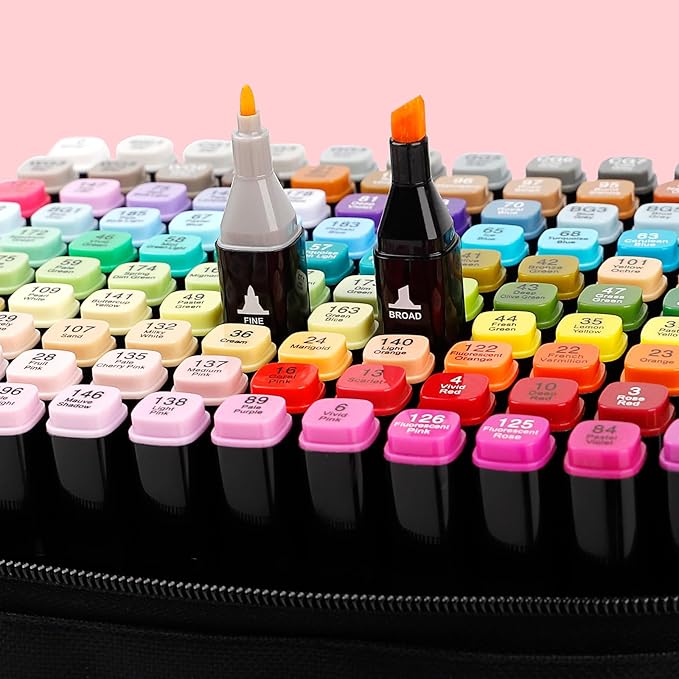 120 Colors Alcohol Markers Set Dual Tip Art Markers for Kids Marker Pens with Pen Holder and Case for Adult Painting Supplies Perfect for Painting, Coloring Book, Sketching and Drawing
