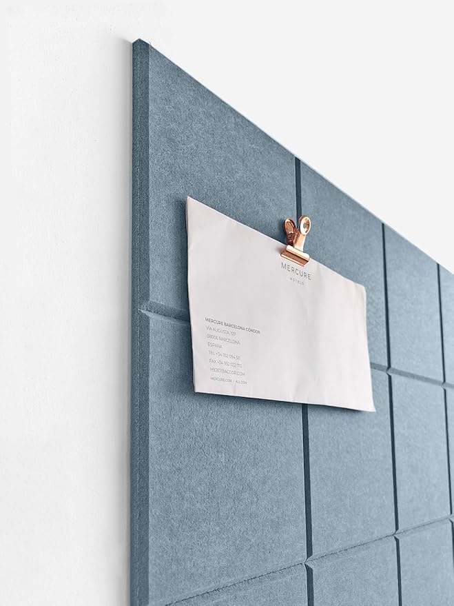 Cork Board 24 x36 Alternative - 6 Pack Felt Wall Tiles with Safe Removable Adhesive Tabs, Cork Boards for Walls Home Office Pin Board Tack Board Cork Board - Gray Blue