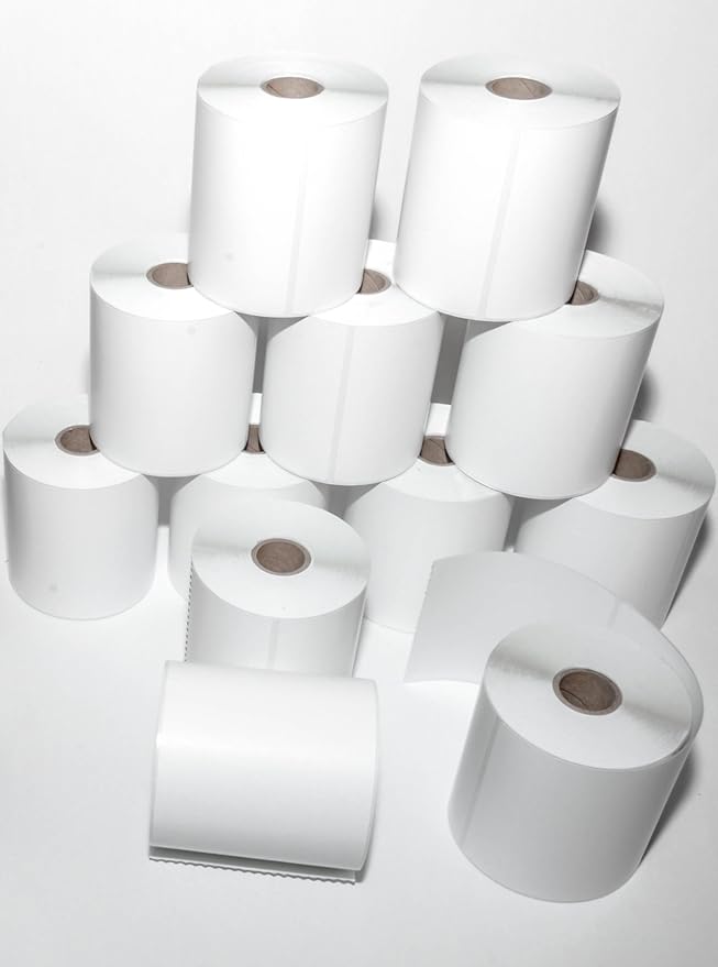 CompuLabel Direct Thermal Labels, 4-Inch x 8 Inch, White, Roll, Permanent Adhesive, Perforations Between Labels, 200 per Roll, 12 Rolls per Carton (530717)