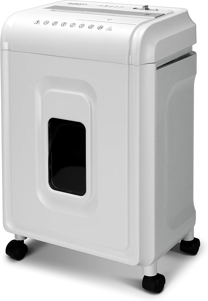 Aurora AU1262XA Anti-Jam 12-Sheet Crosscut Paper and CD/Credit Card Shredder, White/Gray
