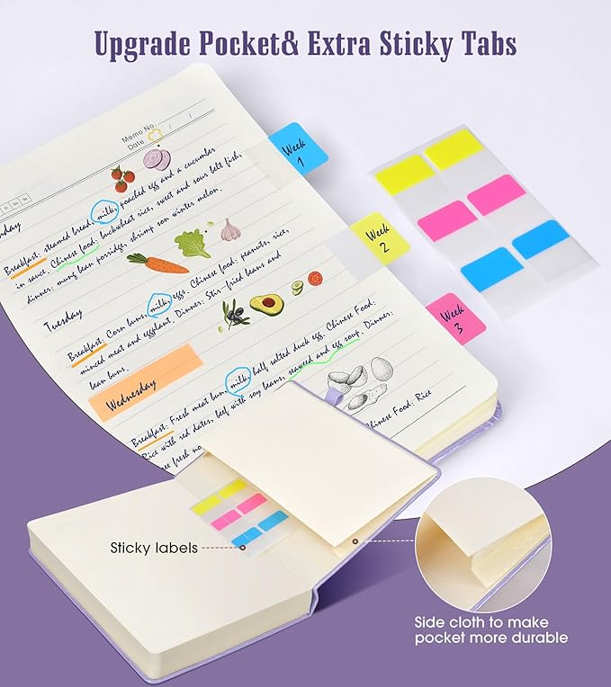 Lined Journal, 365 Pages A4 Large Hardcover Leather Notebook for Women Men, Daily Writing for Work, Note Taking, 100Gsm Paper (8.5" x 11" Purple)