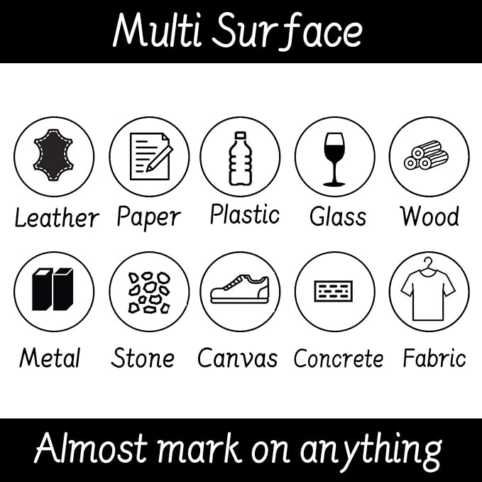 Overseas Paint Marker Pens - 5 Pack Permanent Oil Based Paint Markers, Metallic, Medium Tip, Quick Drying, Waterproof, Assorted Colors Marker for Metal, Rock, Wood, Plastic, Canvas, Glass, Rubber