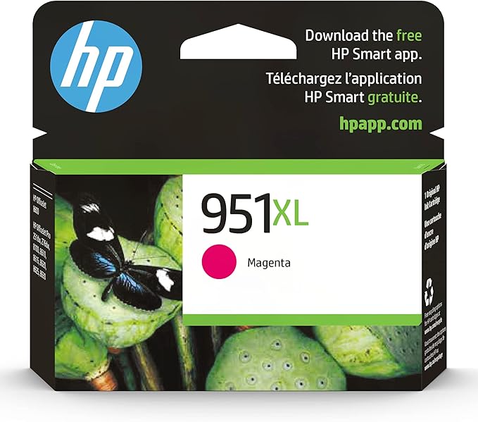 HP 951XL Magenta High-yield Ink Cartridge for HP Printers | Works with Printer Series: OfficeJet 8600, Pro 251dw, 276dw, 8100, 8610, 8620, 8630 | Eligible for Instant Ink | CN047AN