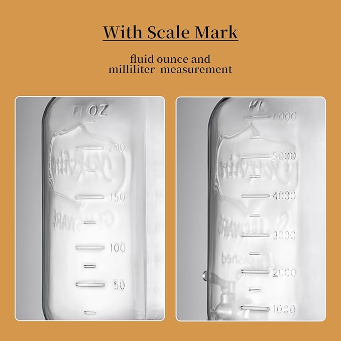 Drink Dispenser with Wood Stand and Lid,2 Gallon Glass Beverage Dispenser with Stainless Steel Spigot for Parties,Picnics,Barbecues,Lemonade,Sun tea Jar,ice coffee,Laundry Detergent Dispenser