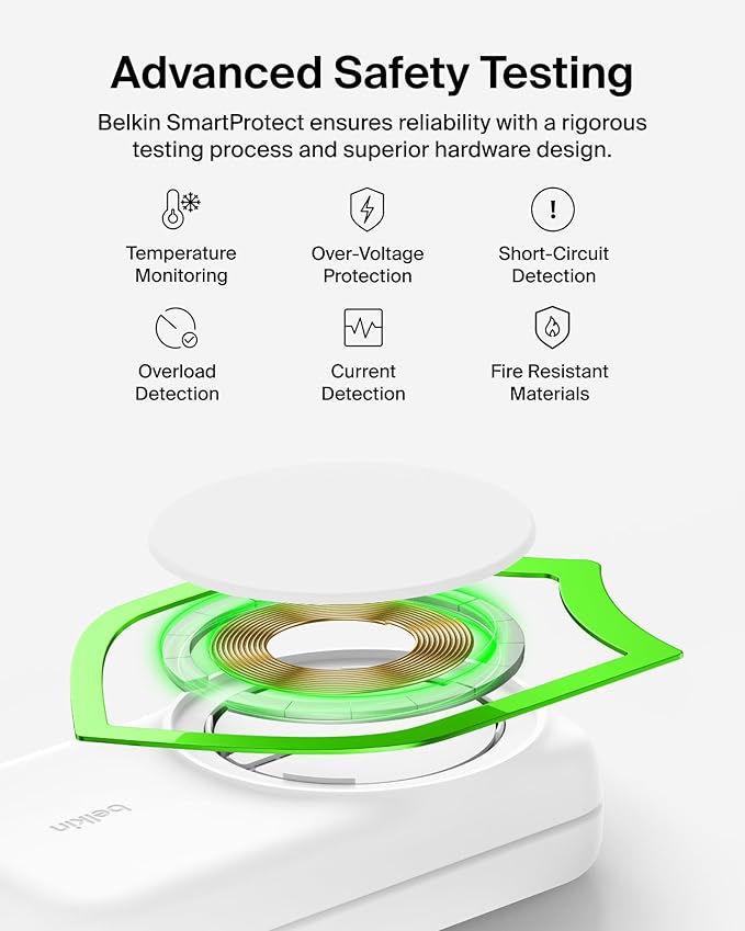 Belkin MagSafe Charger Compatible, 3-in-1 Charging Station, Qi2.2 25W Magnetic Wireless Charger Dock, Foldable Charging Stand for iPhone 17/16/15, Apple Watch, AirPods, Pixel 10 (45W Adapter Included)