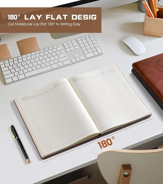 Lined Journal Notebook for Women Men,256 Pages B5 Large Hardcover Leather Journals for Writing,Travel,Business,Work,School,College Ruled Notebooks for Note Taking,Diary Notepad 7.8"×10.2"