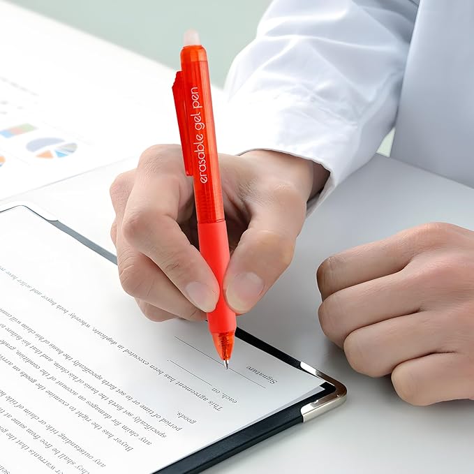 8-Pack Red Erasable Pens, Gel Pens,Red pens,Red Ink pens, 0.7mm Fine Point, Smooth Writing & Clean Erase Perfect for School, Office, Kids & Gift