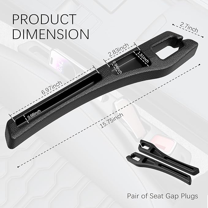 2PCS Car Seat Gap Filler Organizer,2 in 1 Car Gap Filler with Fill and Storage Function for Storing Phones Keys Cards,Universal Multifunctional No Drop Seat Guard for Cars