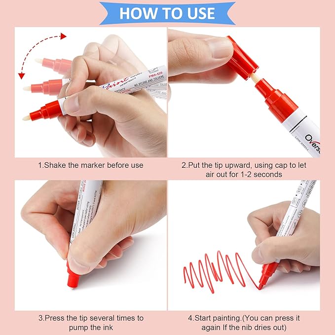 Paint Pens Paint Markers - Black Permanent Markers 8 Pack, Oil Based Waterproof Quick Dry Medium Tip Marker Pen for Metal, Wood, Fabric, Plastic, Rock, Stone, Mugs, Canvas, Glass, Art Craft