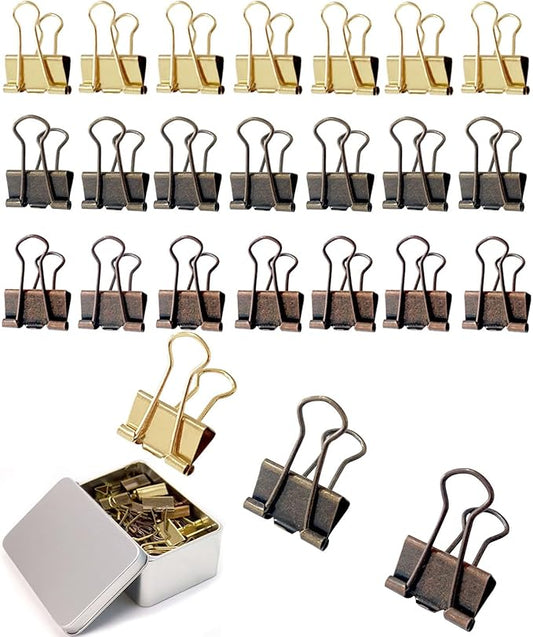 Standard Binder Clips 1in 24-Pack - Bronze Office Clips for Documents & Crafts