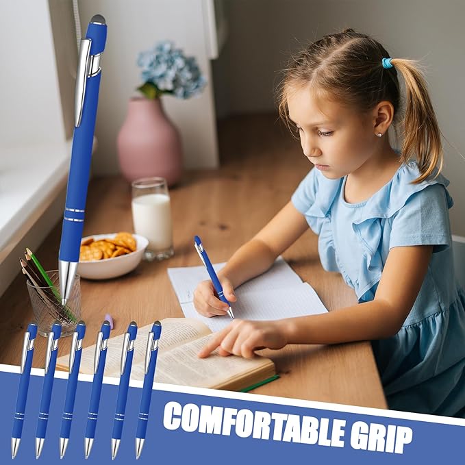 24 Pcs Blue Ink Ballpoint Pen with Stylus Tip 2 in 1 Ballpoint Pen 1.0 mm Blue Ink Metal Stylus Pen for Touch Screens Coworkers, Family, Colleagues, Office