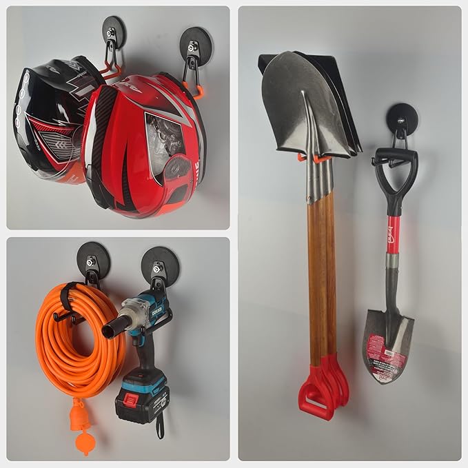 MUTUACTOR New Upgraded Magnetic Hooks Heavy Duty,40lbs Anti-Scratch Garage Large Magnet Hooks,2PCS Super Strong Magnetic Garage Hooks for Organizing Impact Drivers Trailer Cord Garden Tool Box