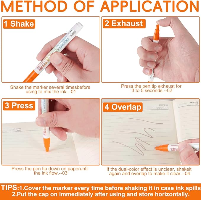 20pcs Outline Marker, Marker Pen for Highlight, Dual-Line Highlighter Outline Marker Set, Metallic Paint Markers for Black Paper Pens Glitter Markers Scrapbook Supplies