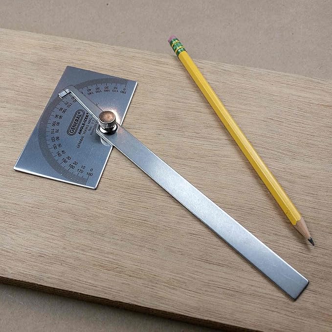 General Tools Angle Protractor #17 Stainless Steel Square Head + General Tools 88CM Tungsten Carbide Scribe and Magnet, Copper, Replaceable Tip