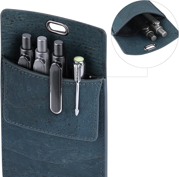 Premium Portuguese Cork Pocket Protector for Men | Multi-Use Pocket Protectors for Shirts and Lab Coats | For Pen, Pencils, Pointers, and More | 1 Pack Blue Pocket Organizer Protector