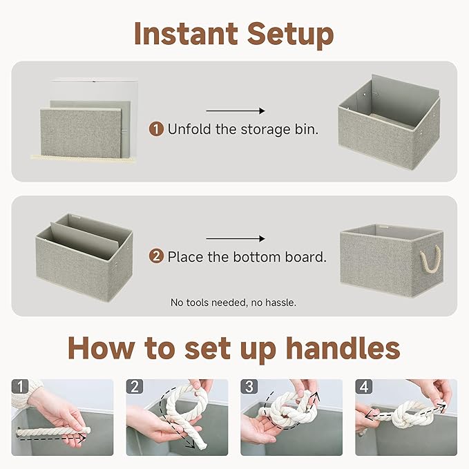 StorageWorks Storage Baskets for Shelves, Foldable Fabric Closet Storage Bins with Handles, Fabric Storage Bins Clothes Organizer, Gray, 3-Pack, Extra Large