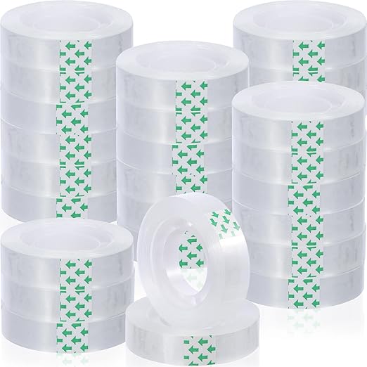 Jetec 24 Rolls Clear Tape Bulk Transparent Invisible Tape Refills 1/2 x 1260 Inches Glossy for Gift Wrapping Dispenser Office School Home Use Gift Wrap Desk Supplies