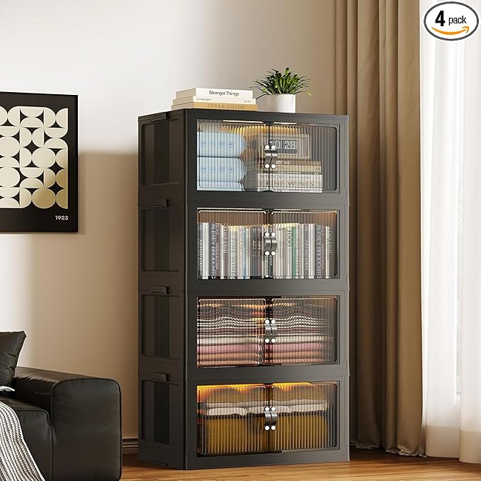 SAILUN 109Gal/434Qt Stackable Storage Bins Folding Collapsible Storage Bins with Lid, Closet Organizers and Storage