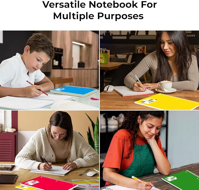 Spiral Notebook 36 Pack, 5 Subject, 300 Pages/Book (150 Sheets), College Ruled, 8 x 10-1/2, School & Office Bulk Spiral Notebooks, Sturdy Spiral Journal Notebook, Soft Cover, Assorted Colors